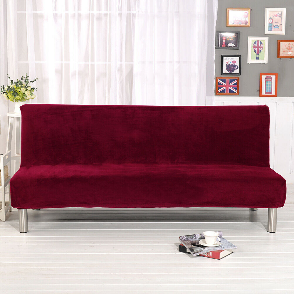 Stretch Armless Sofa Bed Cover Folding Futon Couch Slipcover/ Pillow Case - Picture 56 of 74