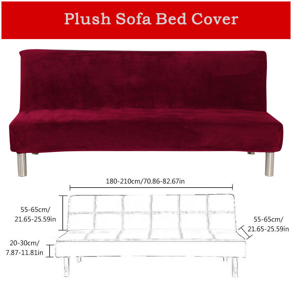 Stretch Armless Sofa Bed Cover Folding Futon Couch Slipcover/ Pillow Case - Picture 60 of 74