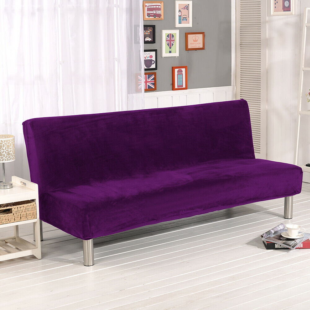 Stretch Armless Sofa Bed Cover Folding Futon Couch Slipcover/ Pillow Case - Picture 65 of 74