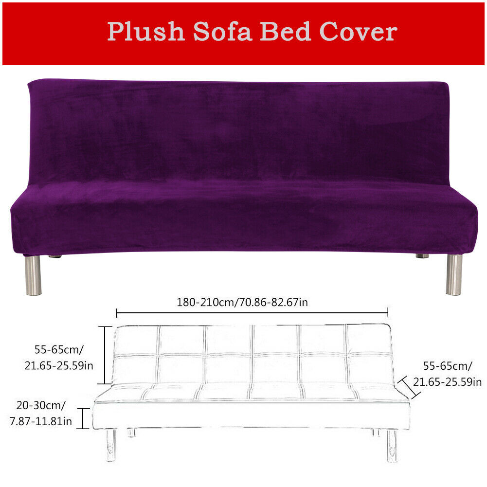 Stretch Armless Sofa Bed Cover Folding Futon Couch Slipcover/ Pillow Case - Picture 68 of 74