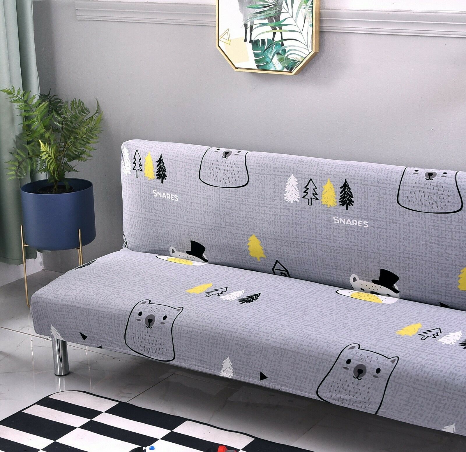 Stretch Armless Sofa Bed Cover Full Folding Couch Futon Slipcover Home