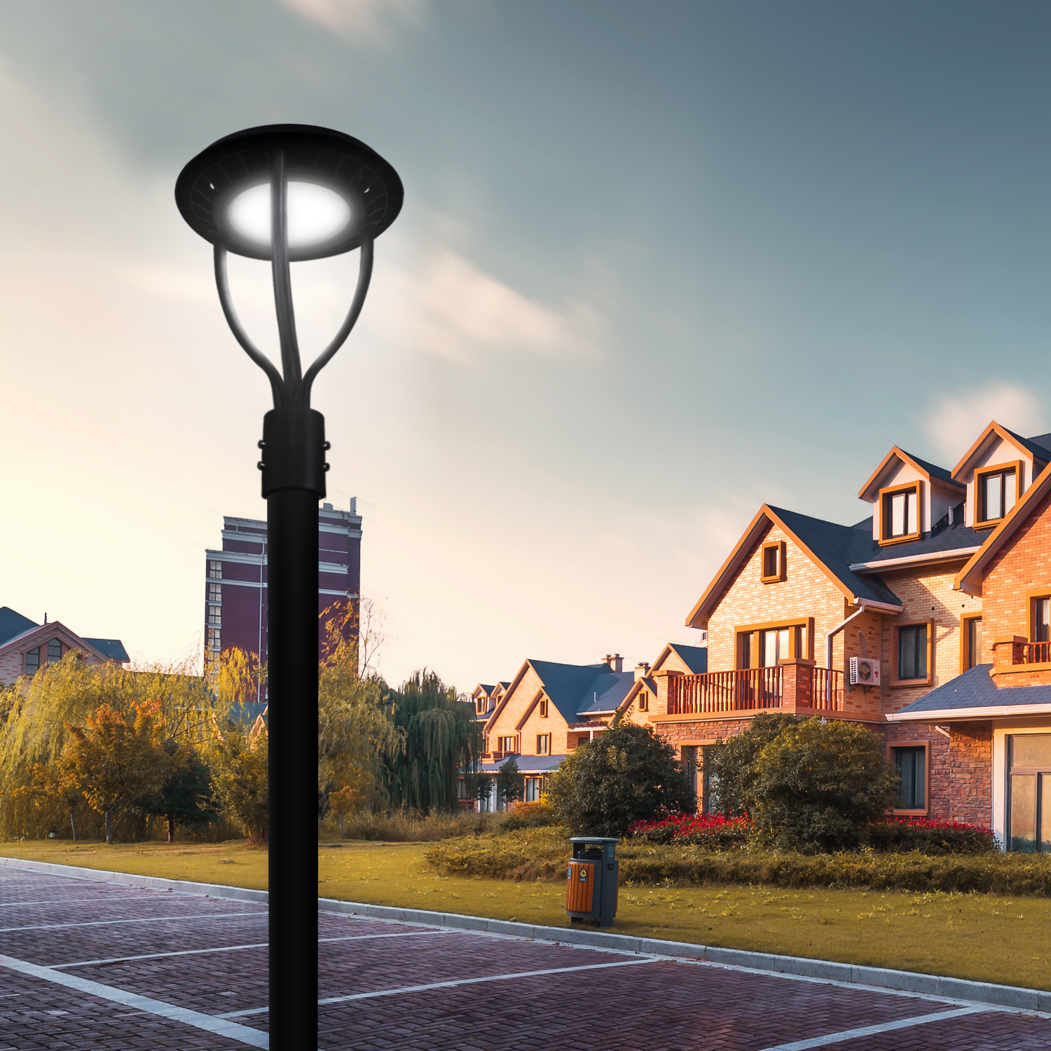 60w Led Post Top Pole Light With Photocell Street Garden Pathway Yard