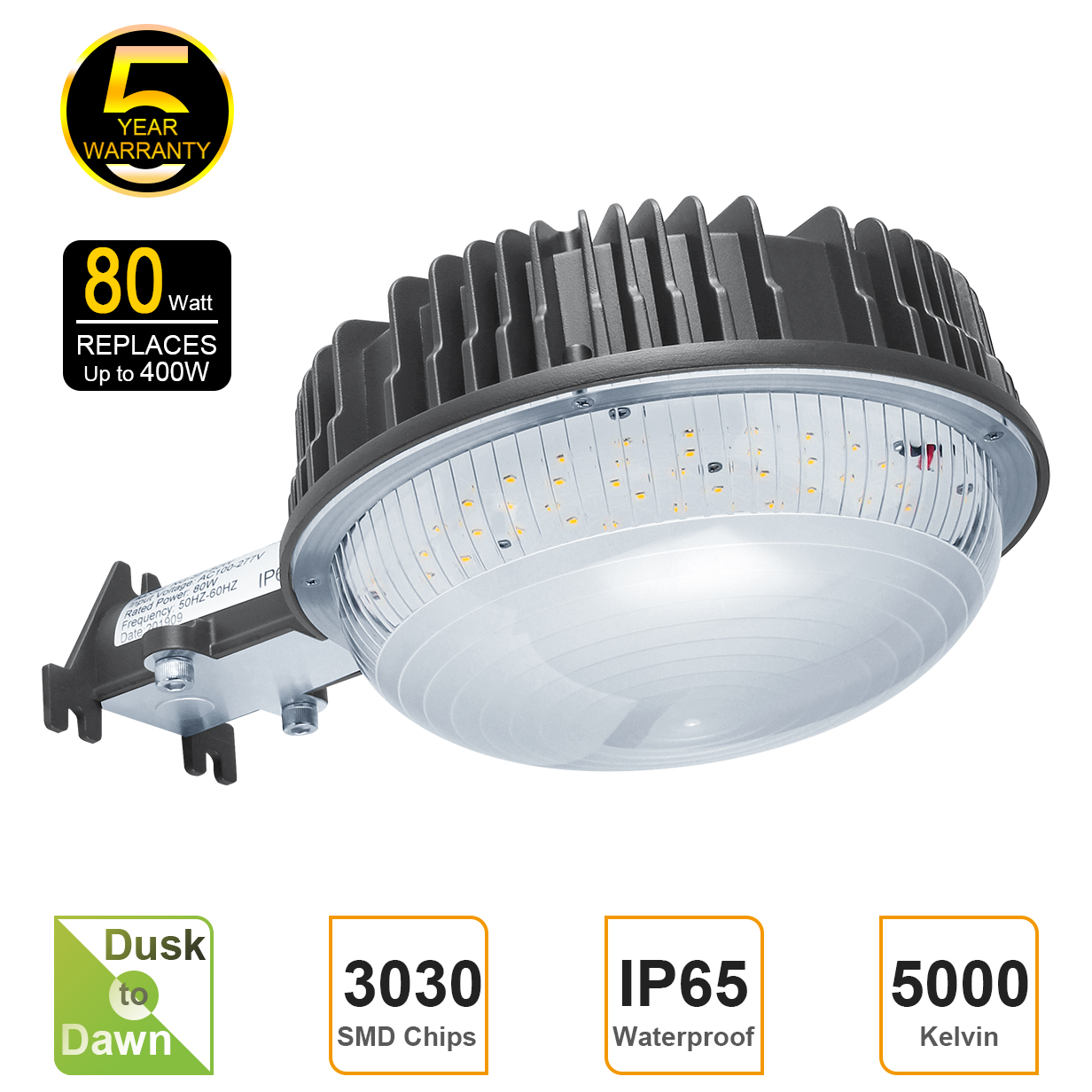 Outdoor LED Light Photocell Dusk to Dawn Barn Light Waterproof Yard Security 80W - Picture 15 of 20