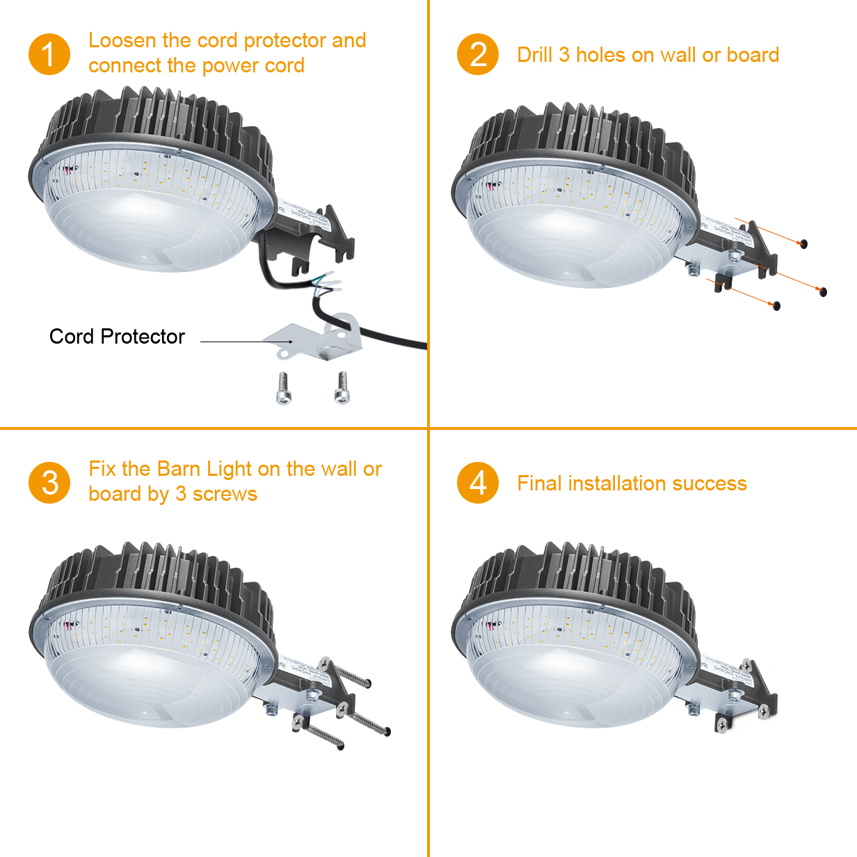 Outdoor LED Light Photocell Dusk to Dawn Barn Light Waterproof Yard Security 80W - Picture 16 of 20