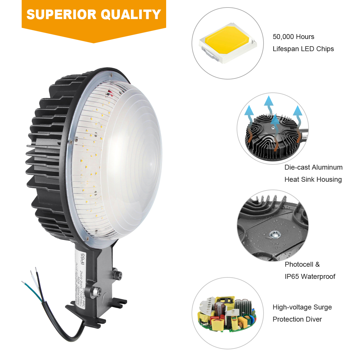 Outdoor LED Light Photocell Dusk to Dawn Barn Light Waterproof Yard Security 80W - Picture 17 of 20