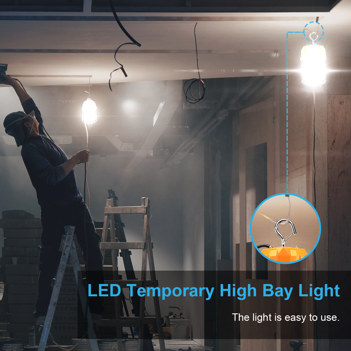 LED Construction Light 80W Temporary Work light Outdoor Jobsite