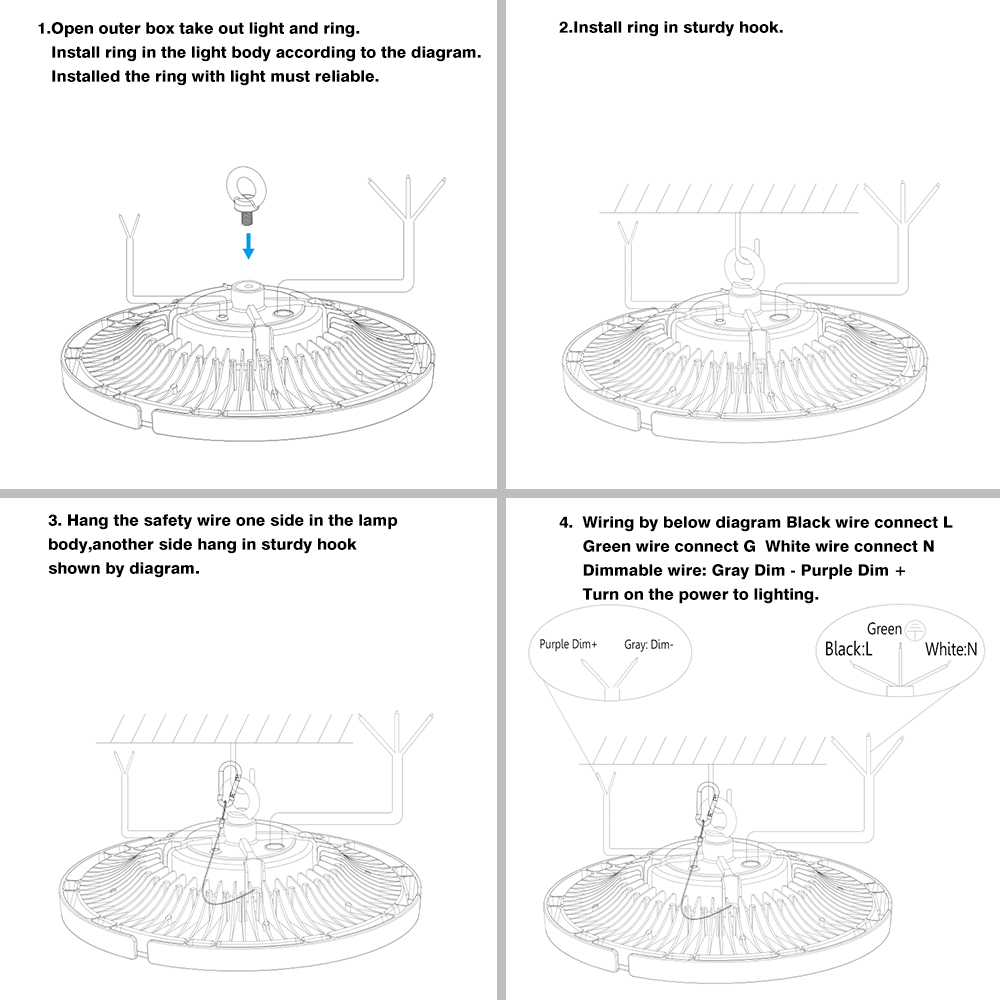 LED High Bay Lights UFO 100W 150W 200W 240W Warehouse Led Shop Light Fixture DLC - Picture 12 of 18