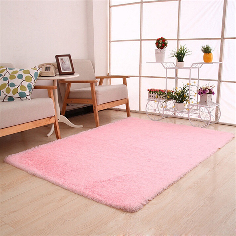 Fluffy Rugs Anti-Skid Shaggy Small Rug Bedroom Carpet Living Room Floor Mat Home 