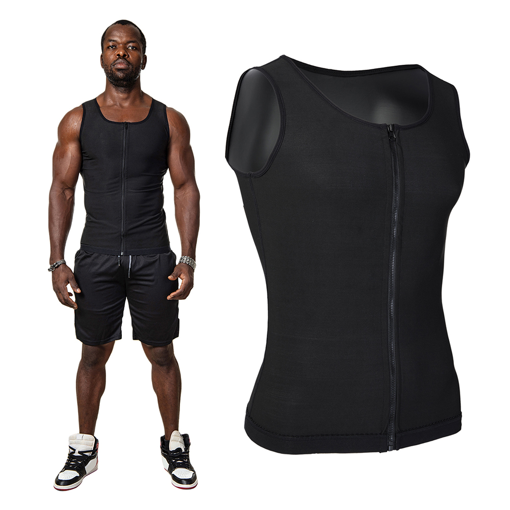 Men's Zipper Weight Loss Sauna Vest Gym Sweat Body Shaper Waist Trainer Corset