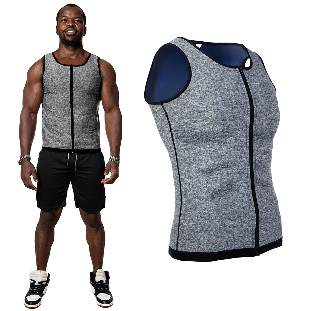 Men's Zipper Weight Loss Sauna Vest Gym Sweat Body Shaper Waist Trainer Corset