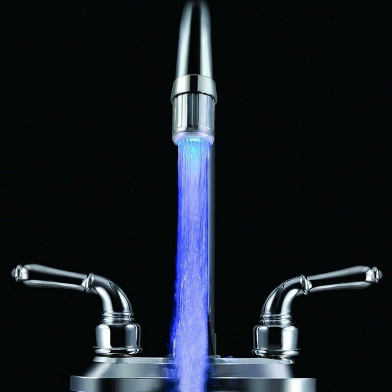 NEW Temp Sensor Glow LED Faucet Light Bathroom Shower Kitchen Water Tap