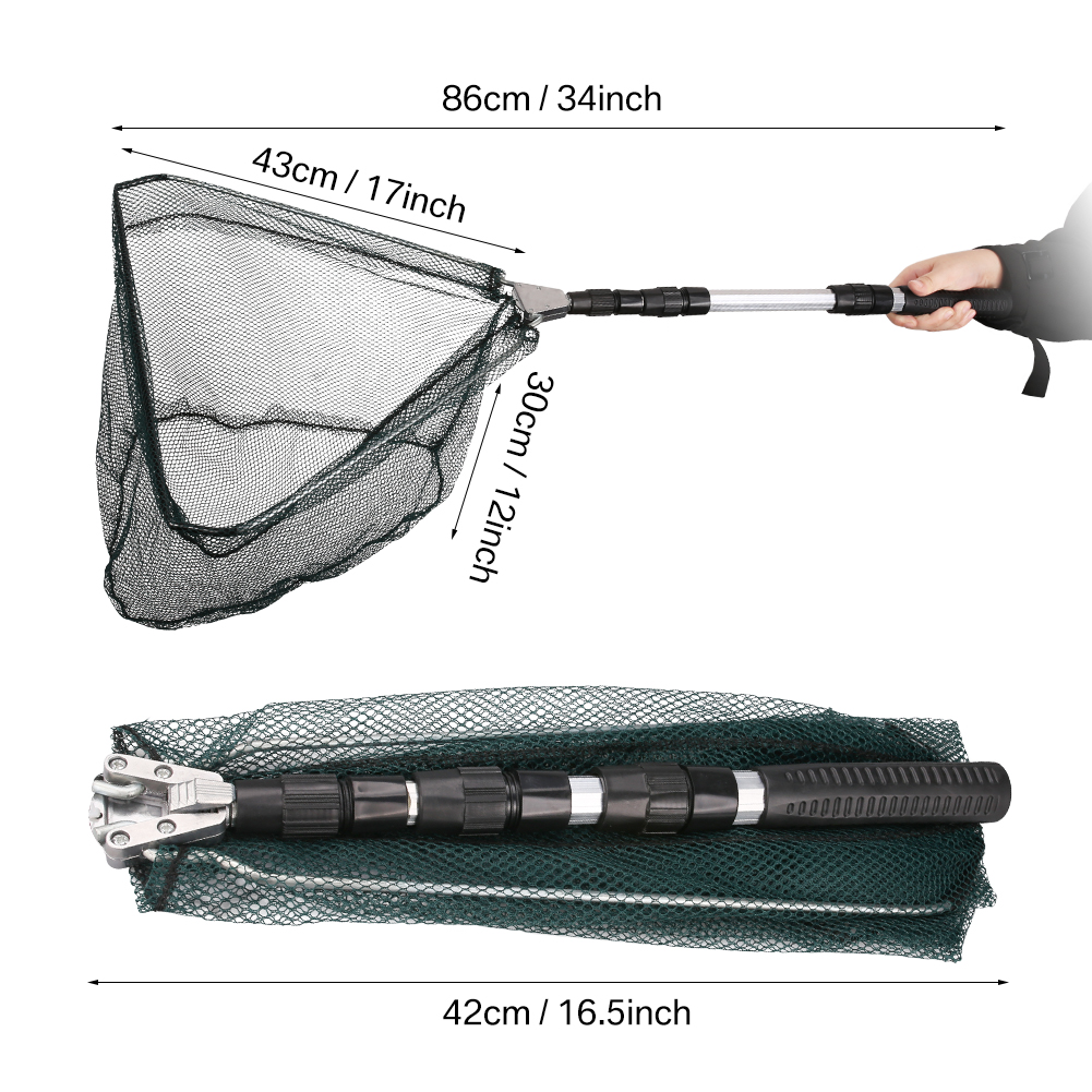 Telescopic Folding Aluminum Handle Fishing Landing Net 3 Section Extending Pole - Picture 14 of 19