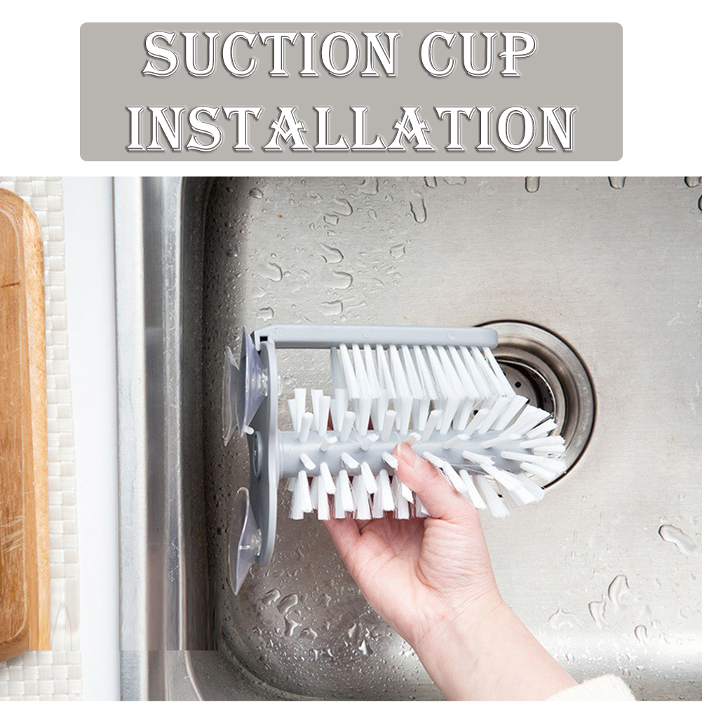 Wall Mount Sink Suction Cup Base Bottle Glass Brush Cleaning Washer