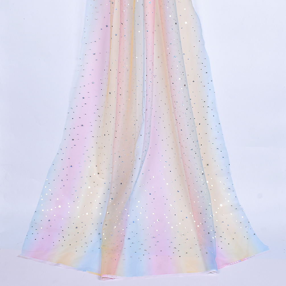 145x100cm Stars Print Sequins Shiny Star Moon Mesh Tulle Fabric Wedding Dress - Picture 13 of 18