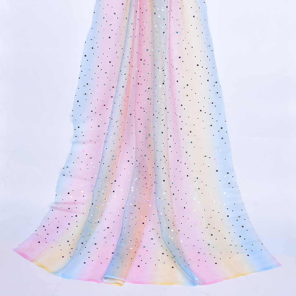 145x100cm Stars Print Sequins Shiny Star Moon Mesh Tulle Fabric Wedding Dress - Picture 14 of 18