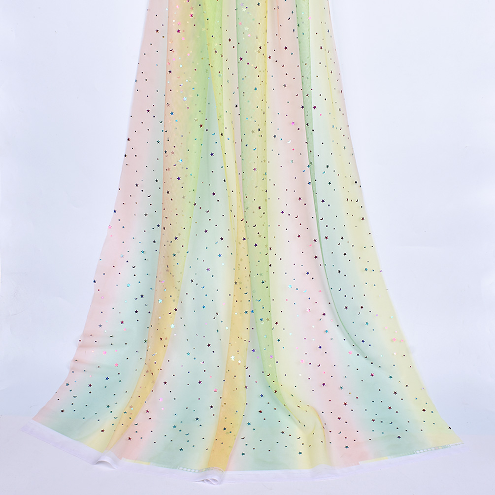 145x100cm Stars Print Sequins Shiny Star Moon Mesh Tulle Fabric Wedding Dress - Picture 15 of 18