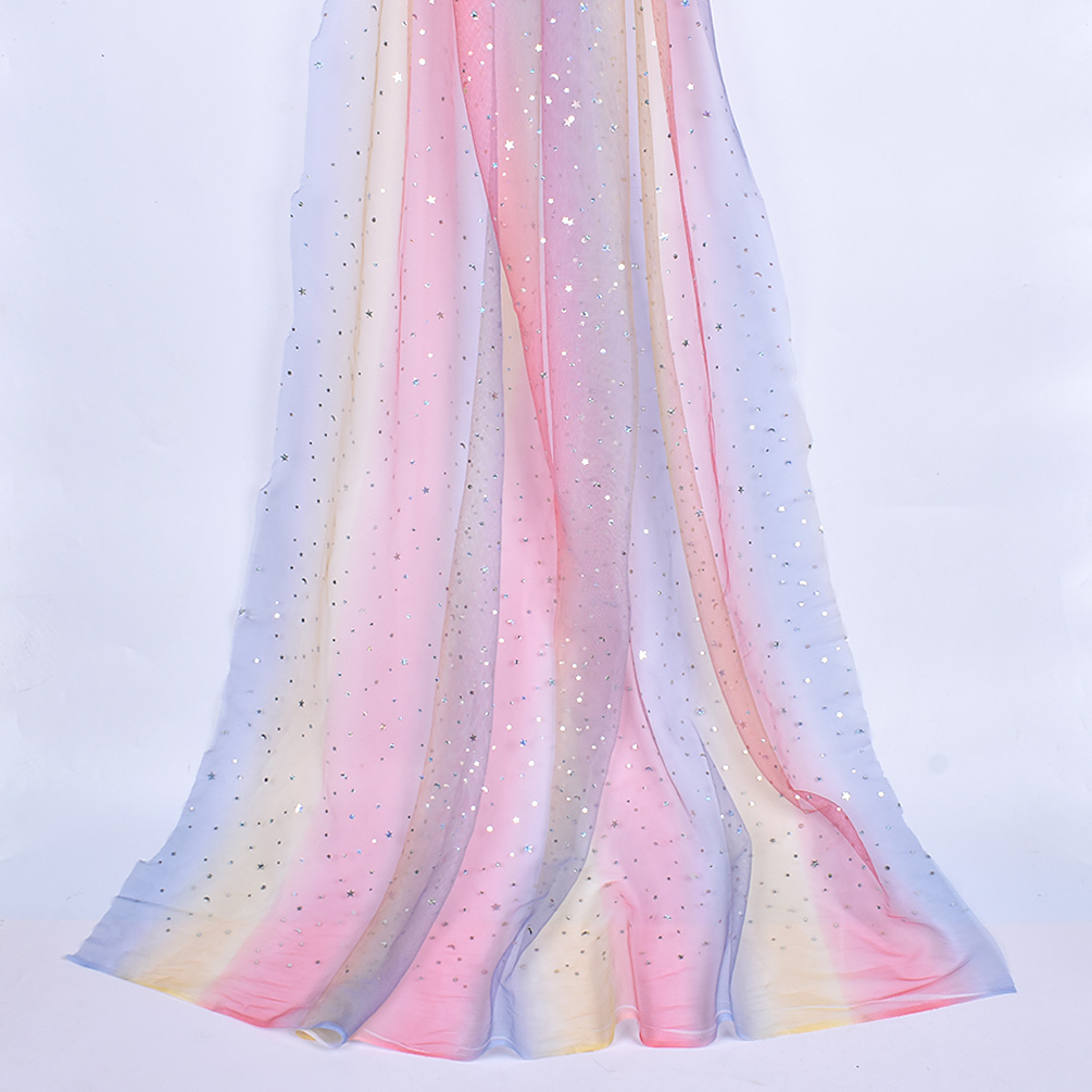 145x100cm Stars Print Sequins Shiny Star Moon Mesh Tulle Fabric Wedding Dress - Picture 16 of 18