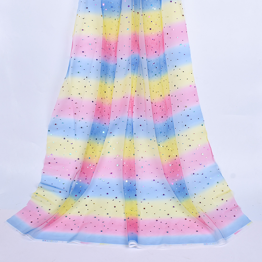 145x100cm Stars Print Sequins Shiny Star Moon Mesh Tulle Fabric Wedding Dress - Picture 17 of 18