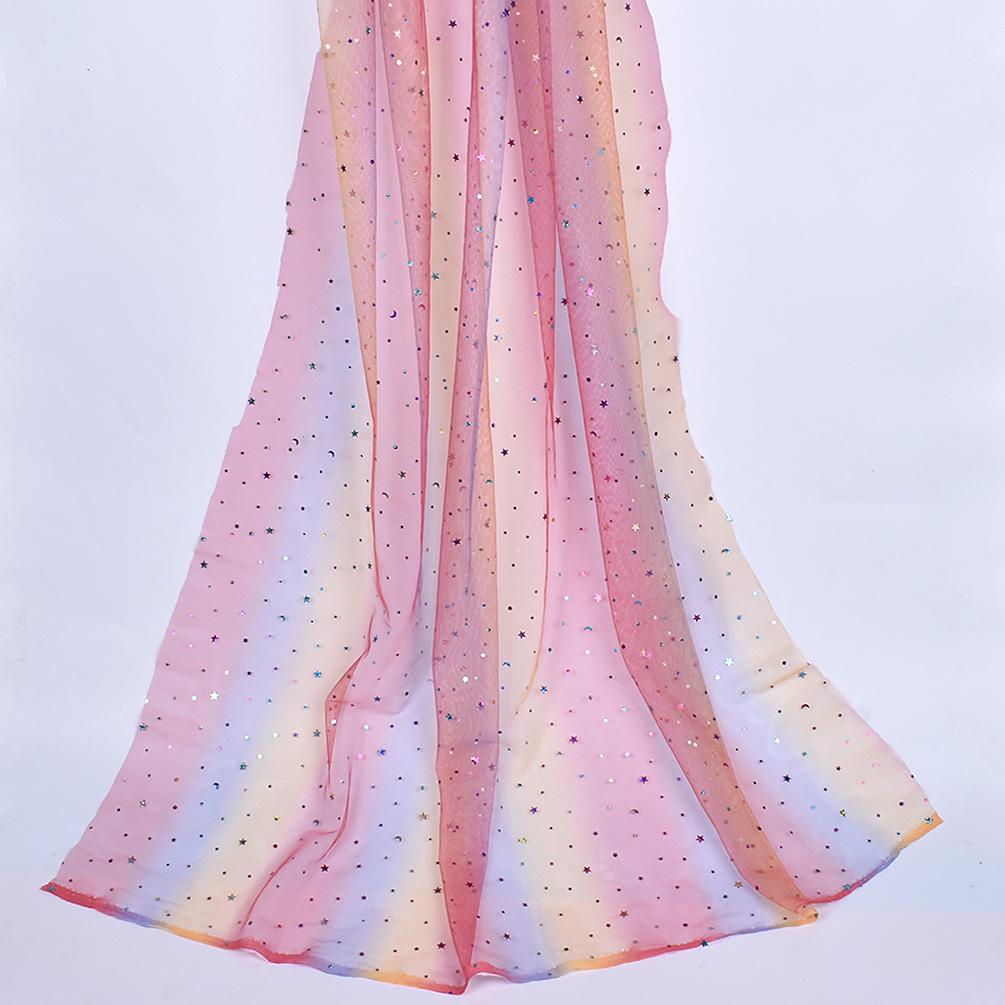 145x100cm Stars Print Sequins Shiny Star Moon Mesh Tulle Fabric Wedding Dress - Picture 18 of 18