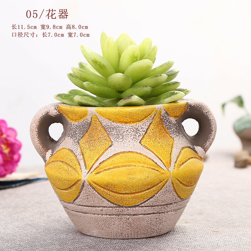 Ceramic Bonsai Flower Pot Round Square Glazed Plant Flowerpot Home Garden Decor