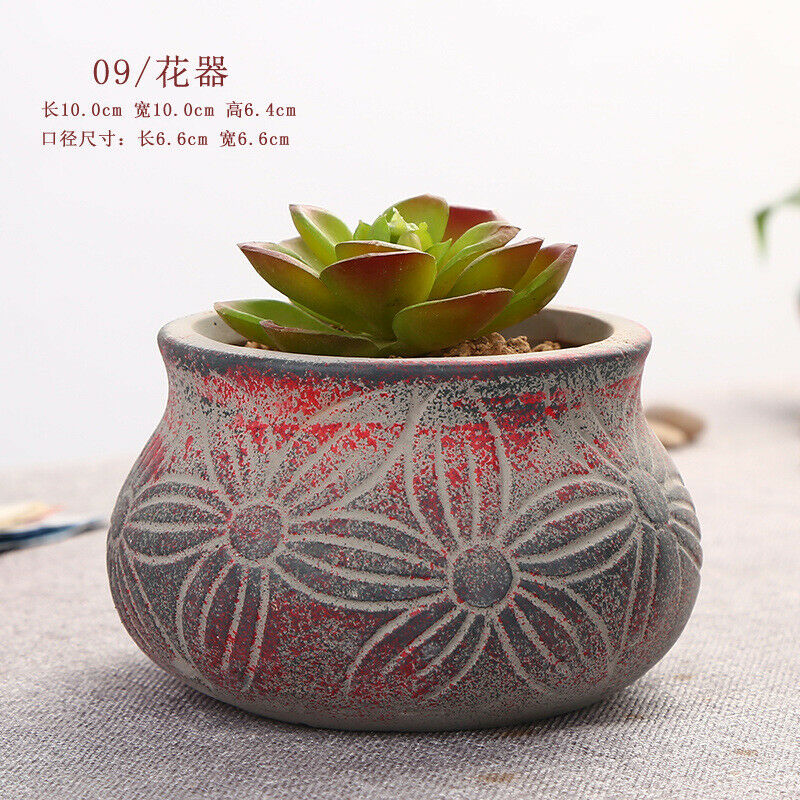 Ceramic Bonsai Flower Pot Round Square Glazed Plant Flowerpot Home Garden Decor 