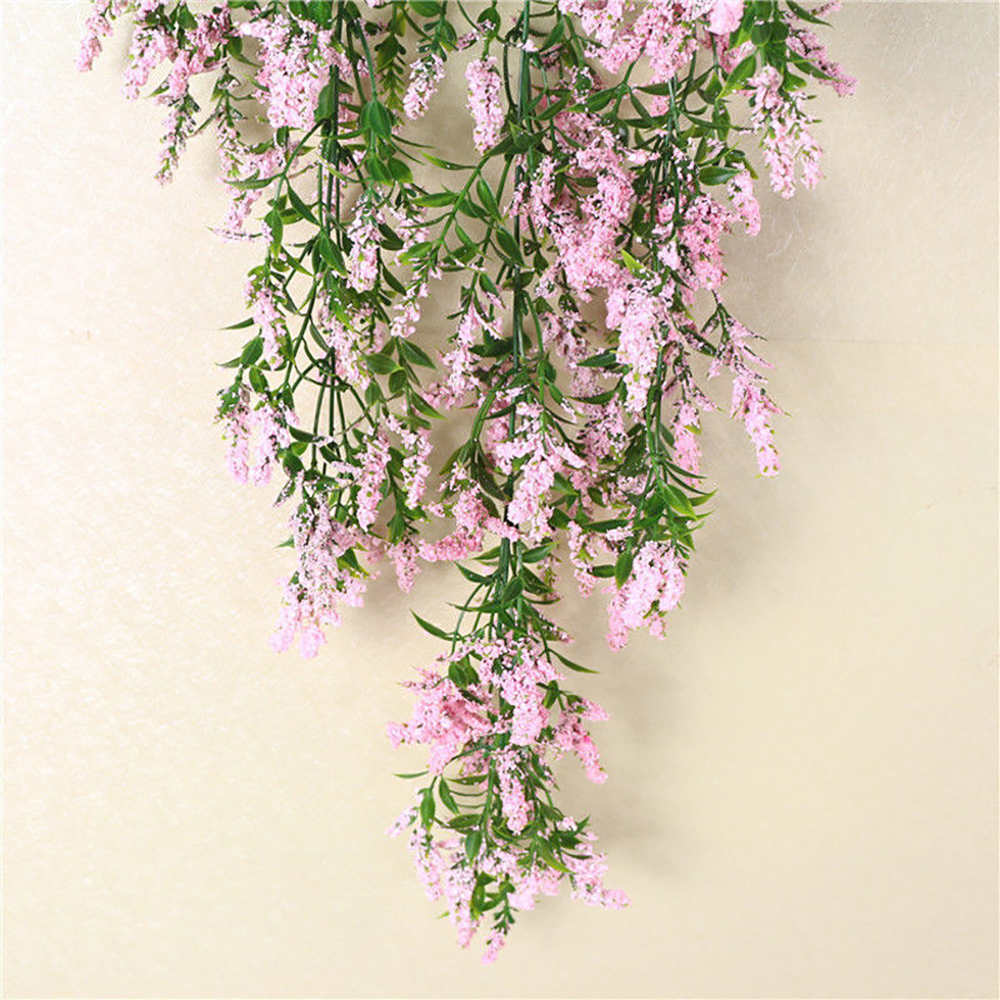 Artificial Flower Hanging Lavender Vine Rattan Fake Plant Garden Home Decor