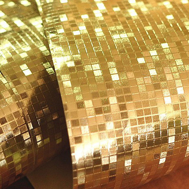 3D Glitter Feuille d'or mosaic Sparkle reflètent papier peint KTV compteur DECOR 100x53cm