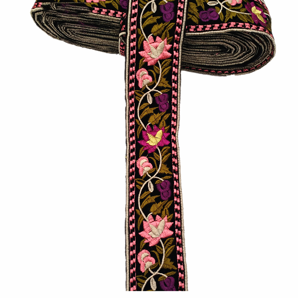 1 Yard Flower Embroidered Trim Floral Bohemian Ethnic Ribbon DIY Sewing Edging