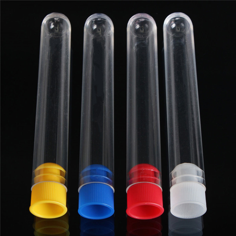 10Pcs Plastic Test Tube Polystyrene with Push Cap U Shape