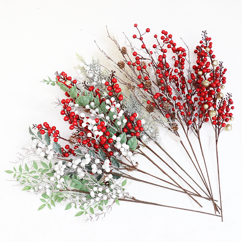 Christmas Berry Artificial Pine Cone For Xmas Decor Fake Flower Artificial Pine