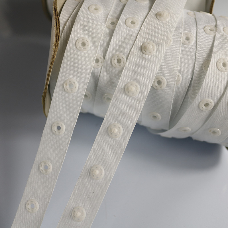 10 Yards Snap Tape Button Round Plastic Press Stud Fastener Baby