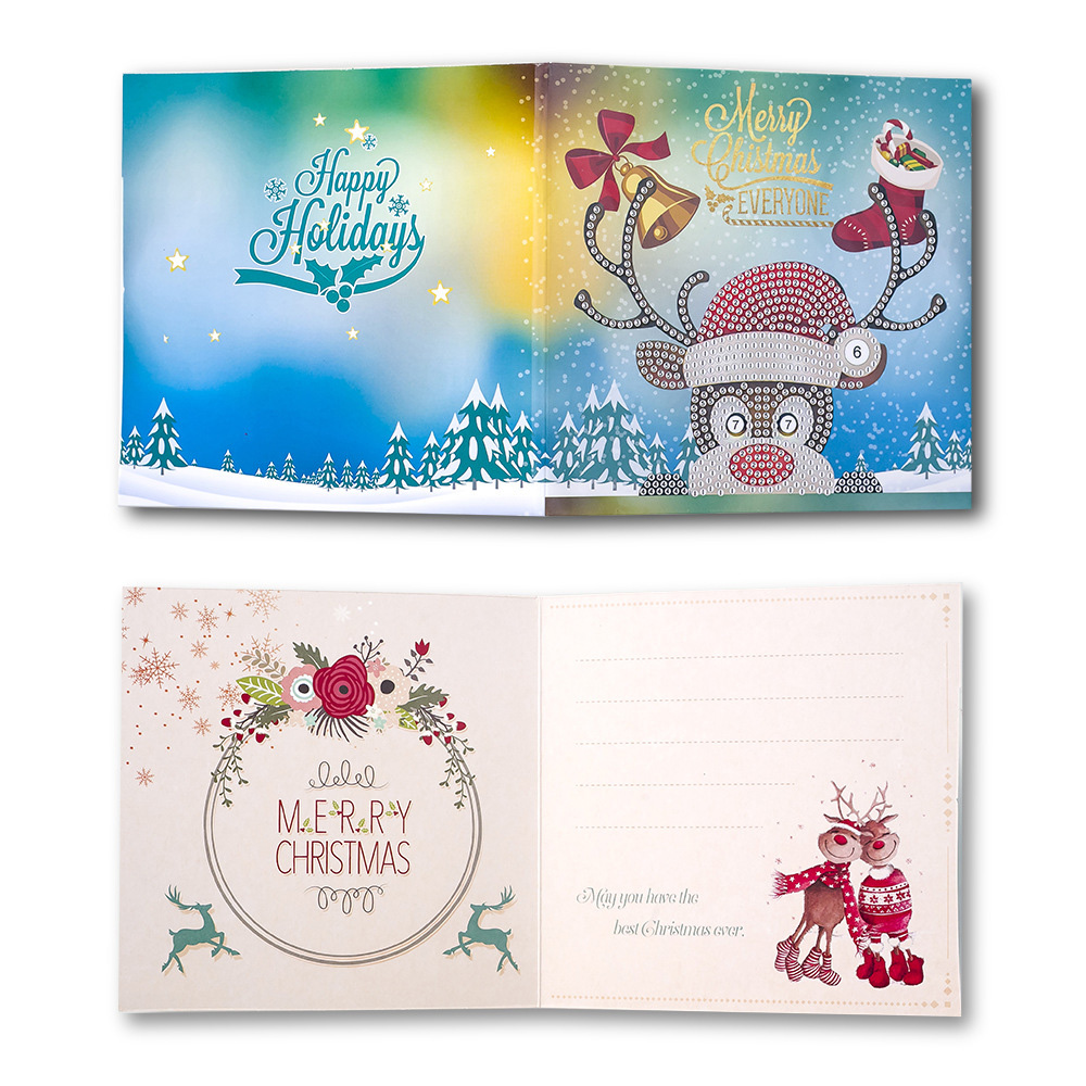 Christmas Diamond Painting Greeting Card Kits DIY Handmade Cartoon Xmas Gift Kid