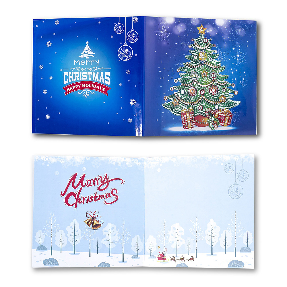 Christmas Diamond Painting Greeting Card Kits DIY Handmade Cartoon Xmas Gift Kid