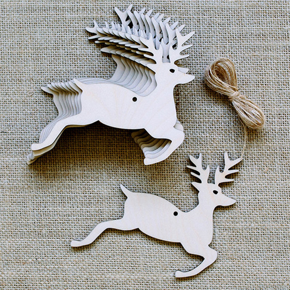 QIIBURR Wooden Christmas Ornaments To Paint Christmas Ornament Set Antlers  Faceless Doll Wooden Ornament Wood Chip Pendant 