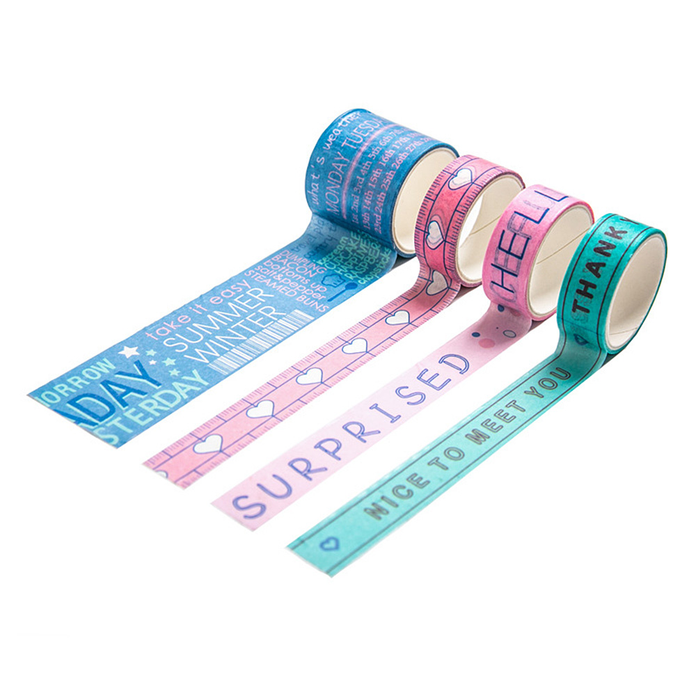 4Rolls Colorful Washi Tape Scrapbooking Adhesive Sticker Diary Planner DIY Craft 