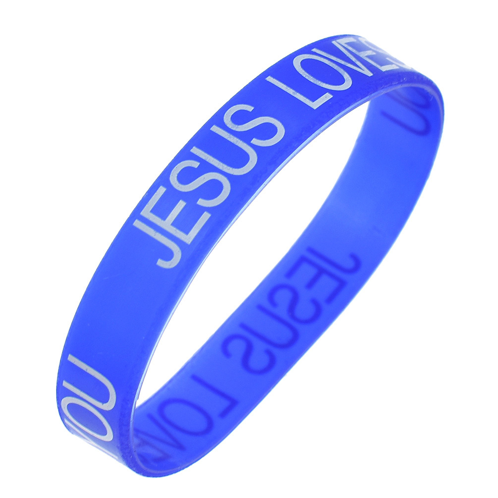 lychee Jesus Loves You Silicone Wristbands Rubber Bracelets 10X Bulk Random Color Bangle 