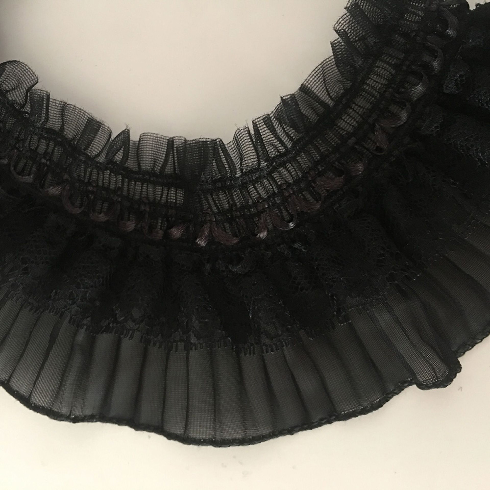1Yard Lace Pleated Trim Elastic Ruffle Ribbon Chiffon Collar