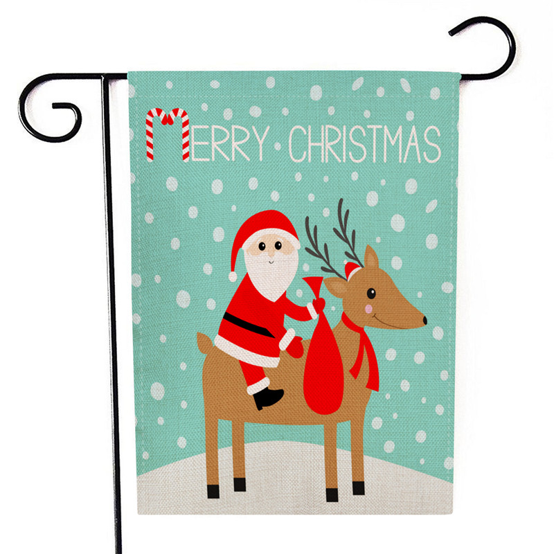 Christmas Double-sided Garden Flags Deer Santa Yard Banner Party Outdoor Decor 