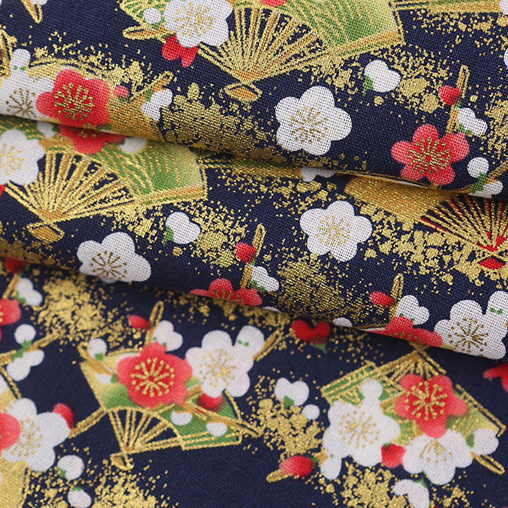 110CM*45CM navy blue dragonfly Kimono Japanese flower cotton Fabric  Patchwork cloth Sewing Clothing crafts DIY Material cloth