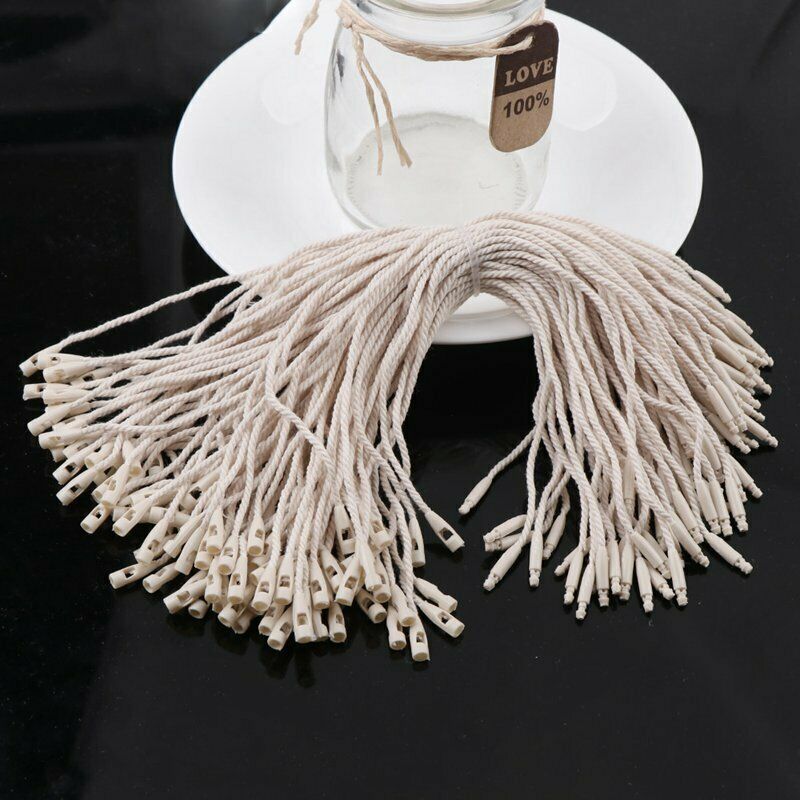 100X Cotton Hang Tag Rope Cord String Snap Lock Pin Garment Label Craft  Supplies