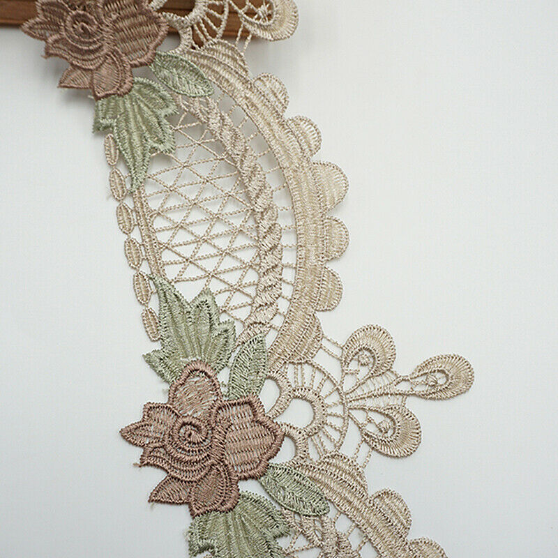 1Yard Embroidered Lace Trim Flower Sew on Ribbon Clothing Sewing Edge Fringe DIY - Picture 24 of 25