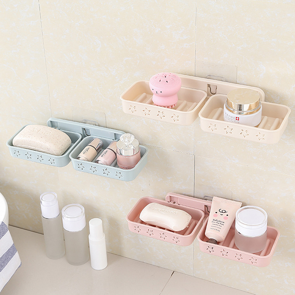 Double Soap Dish Star Holder Wall Mounted Storage Case Container Bathroom Home 