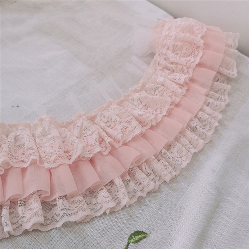 3 turnos Lace Trim plisado banda vestido de novia ropa coser flecos DIY Craft 