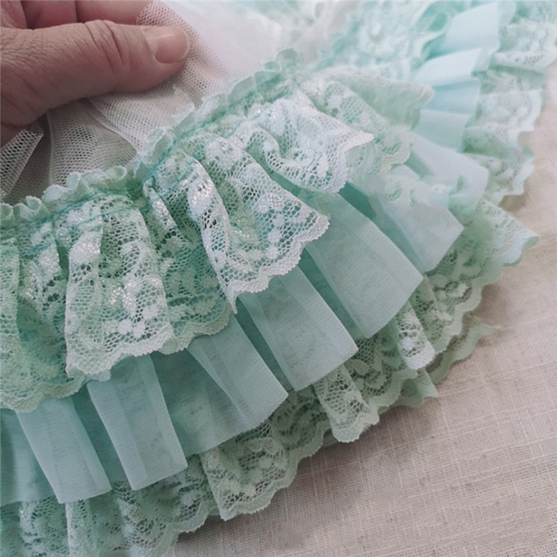 3 turnos Lace Trim plisado banda vestido de novia ropa coser flecos DIY Craft