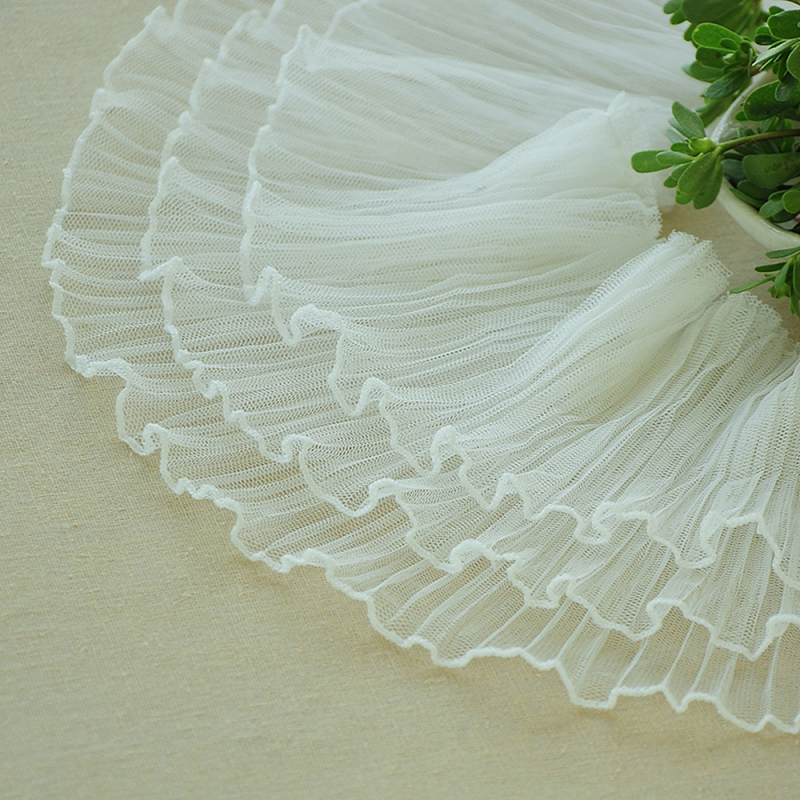 3 turnos Lace Trim plisado banda vestido de novia ropa coser flecos DIY Craft