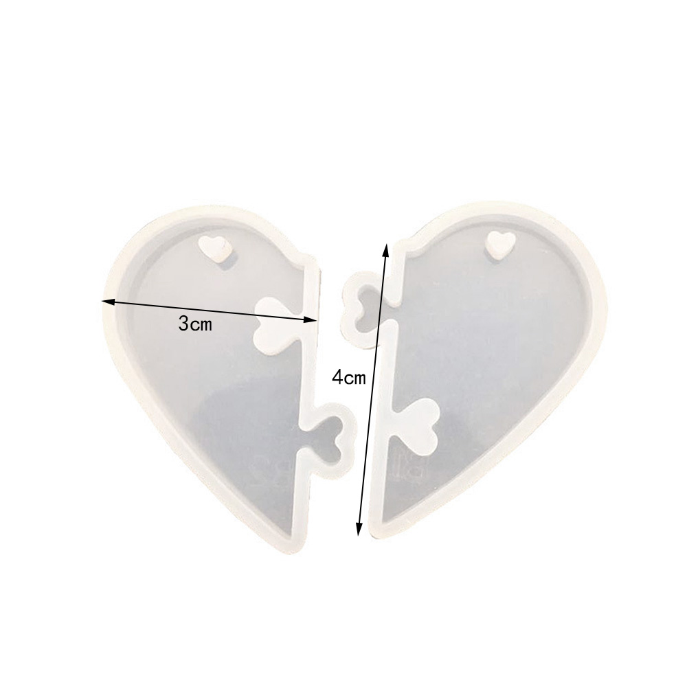 Split Heart Resin Casting Silicone Mold Keychain Love Pendant Jewelry Epoxy  DIY