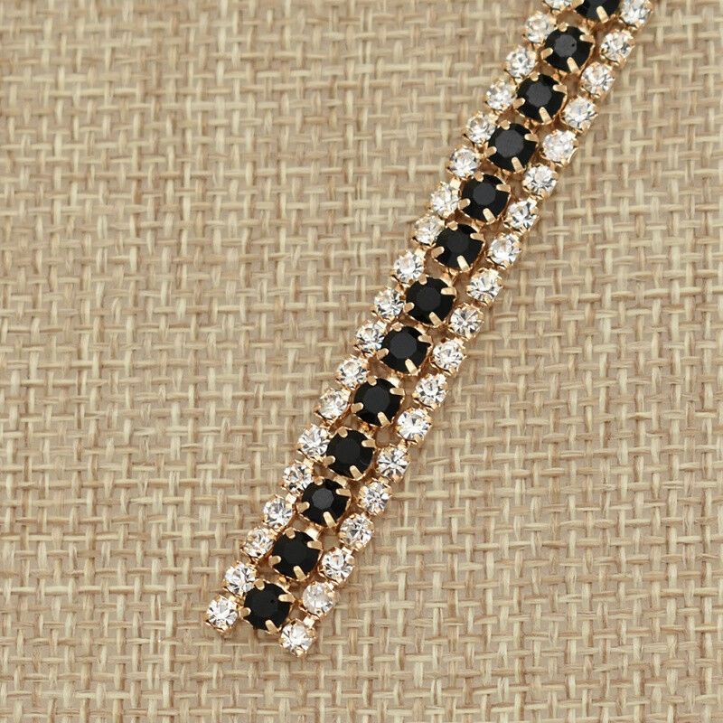 1Yard Rhinestone Ribbon Trim 3 Rows Crystal Chain Belt Rope Clothing Sewing DIY - Picture 13 of 16
