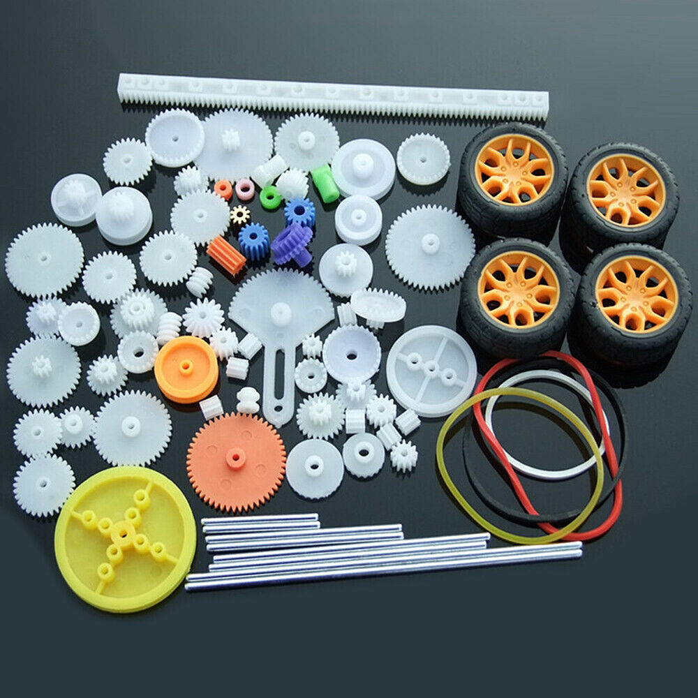 uxcell 85Pcs Plastic Gear Package Kit DIY Gear Assortment accessories set for Toy Motor Car Robot Various Gear Axle Belt Bushings 