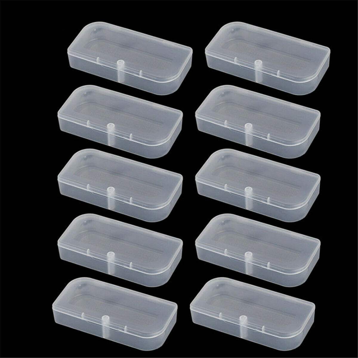 10x Small Transparent Plastic Storage Box Clear Square Multipurpose Display Case