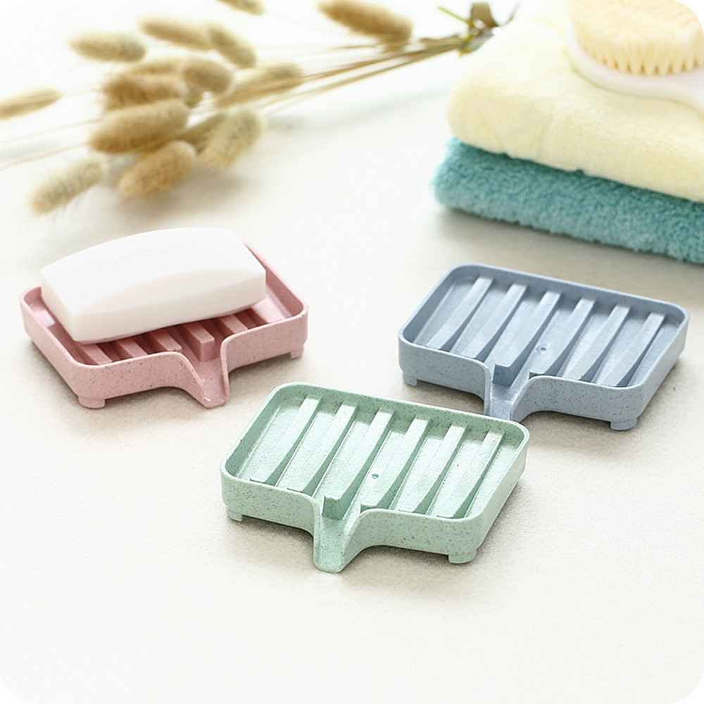 Plastic Soap Dish Holder Draining Tray Plate Storage Bathroom